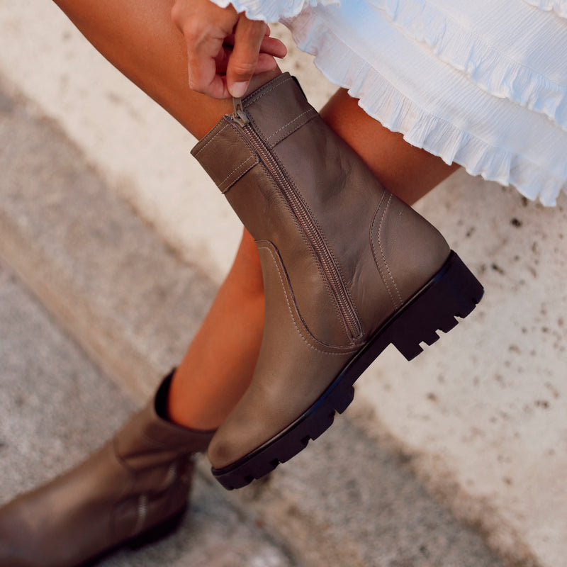 Biker boot trend for autumn winter looks, comfortable and combines with all perfect wardrobe background.