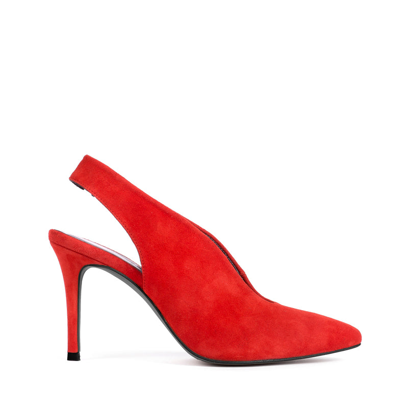Stilettos woman elegant and comfortable 8cm heel in red suede
