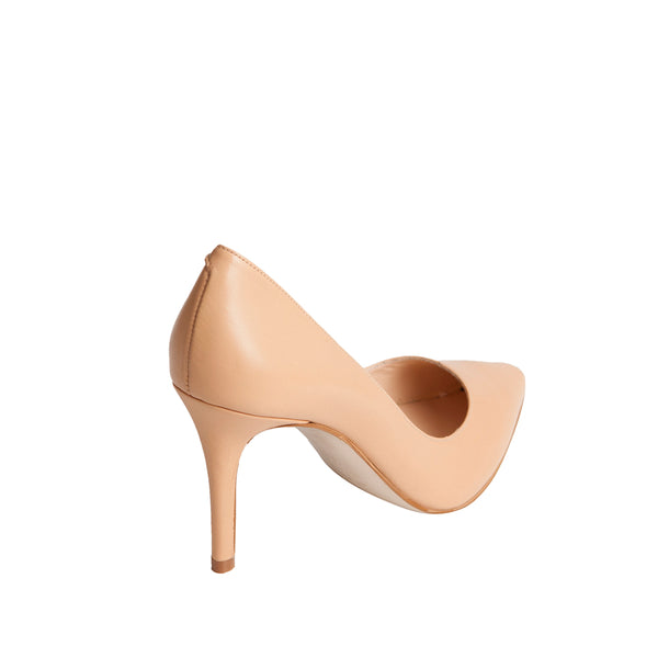 Very comfortable and elegant nude leather stilettos for brides and guests.