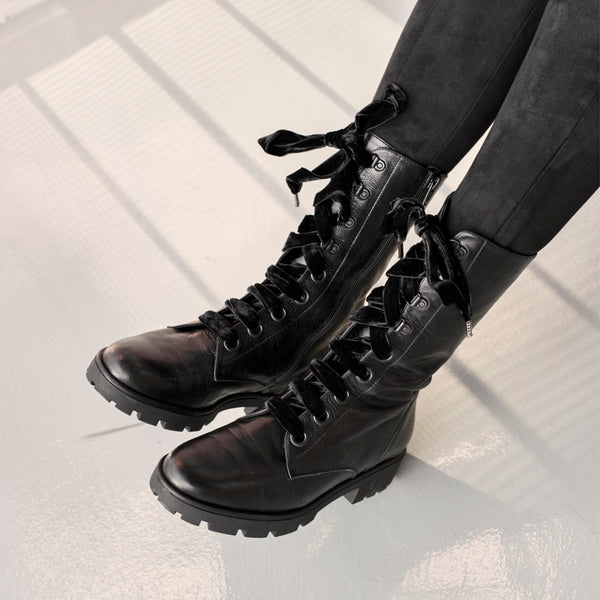 Black women's biker boot, very comfortable and goes with everything.