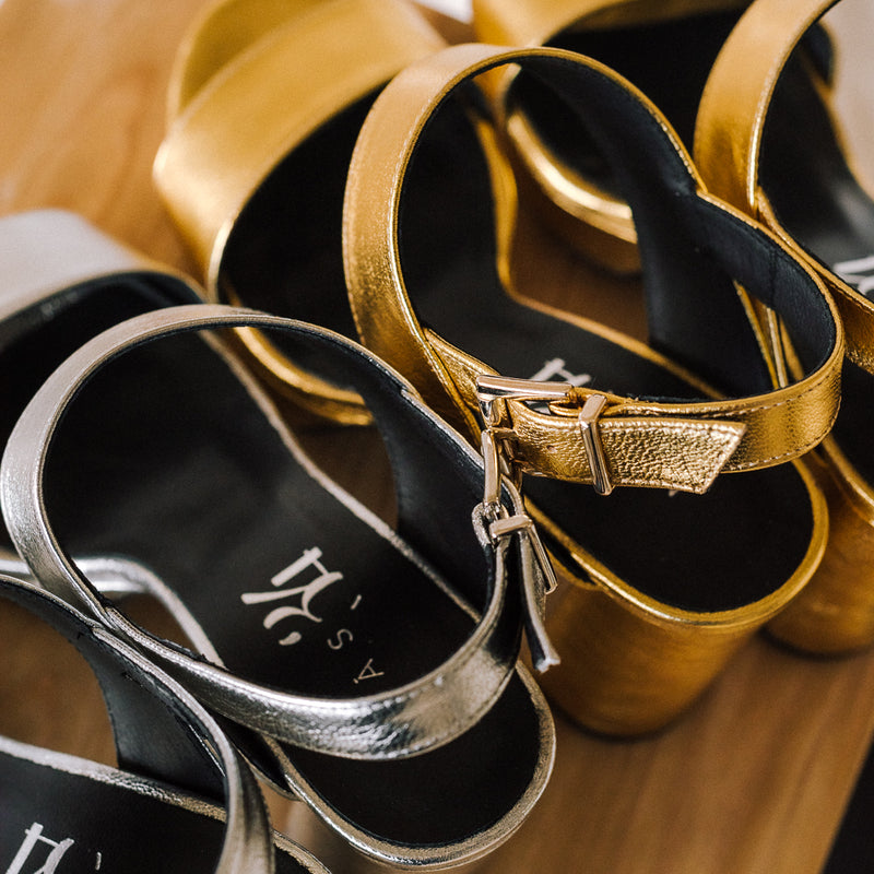 Golden bridal sandals