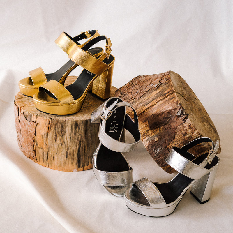 Golden heeled sandals