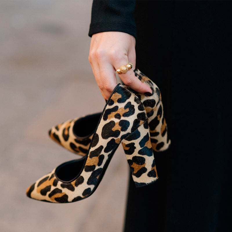 Modern, elegant and comfortable leopard print stilettos.