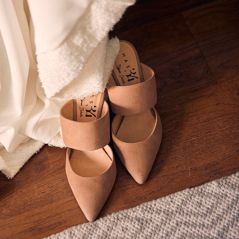 Bridal heels in nude suede natural colour 