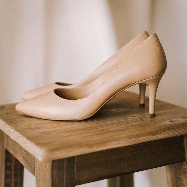 Women's stilettos are a wardrobe staple and go with everything in nude leather