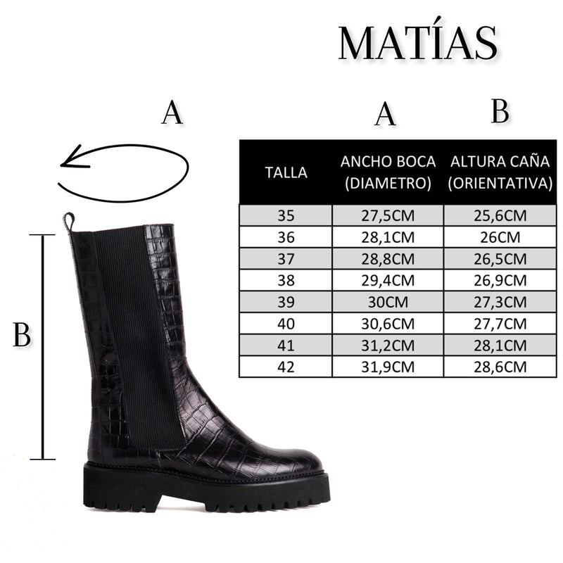 Matias boot size table